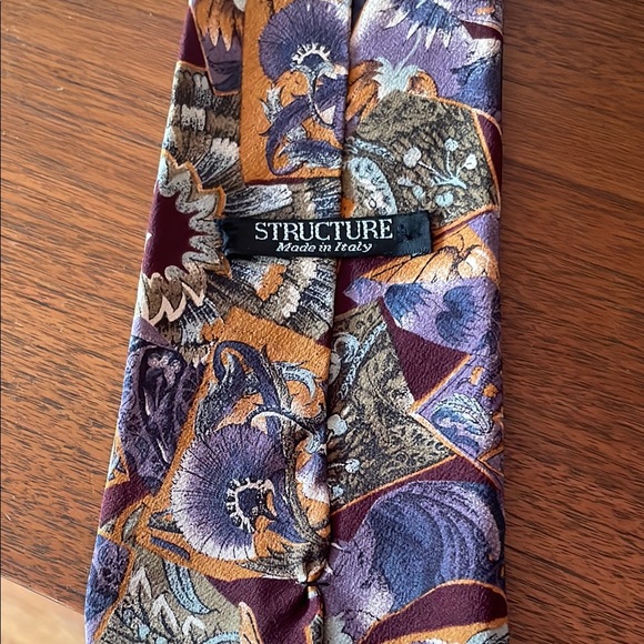 Structure Silk Tie with Floral Handsome Abstract Design - Picture 1 of 9